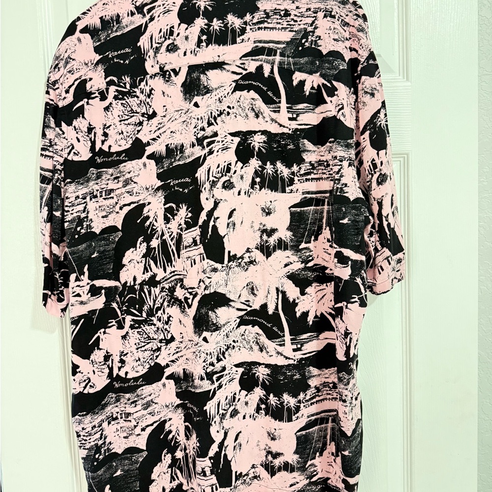 All Saints Pink and Black Graphic Men's Shirt